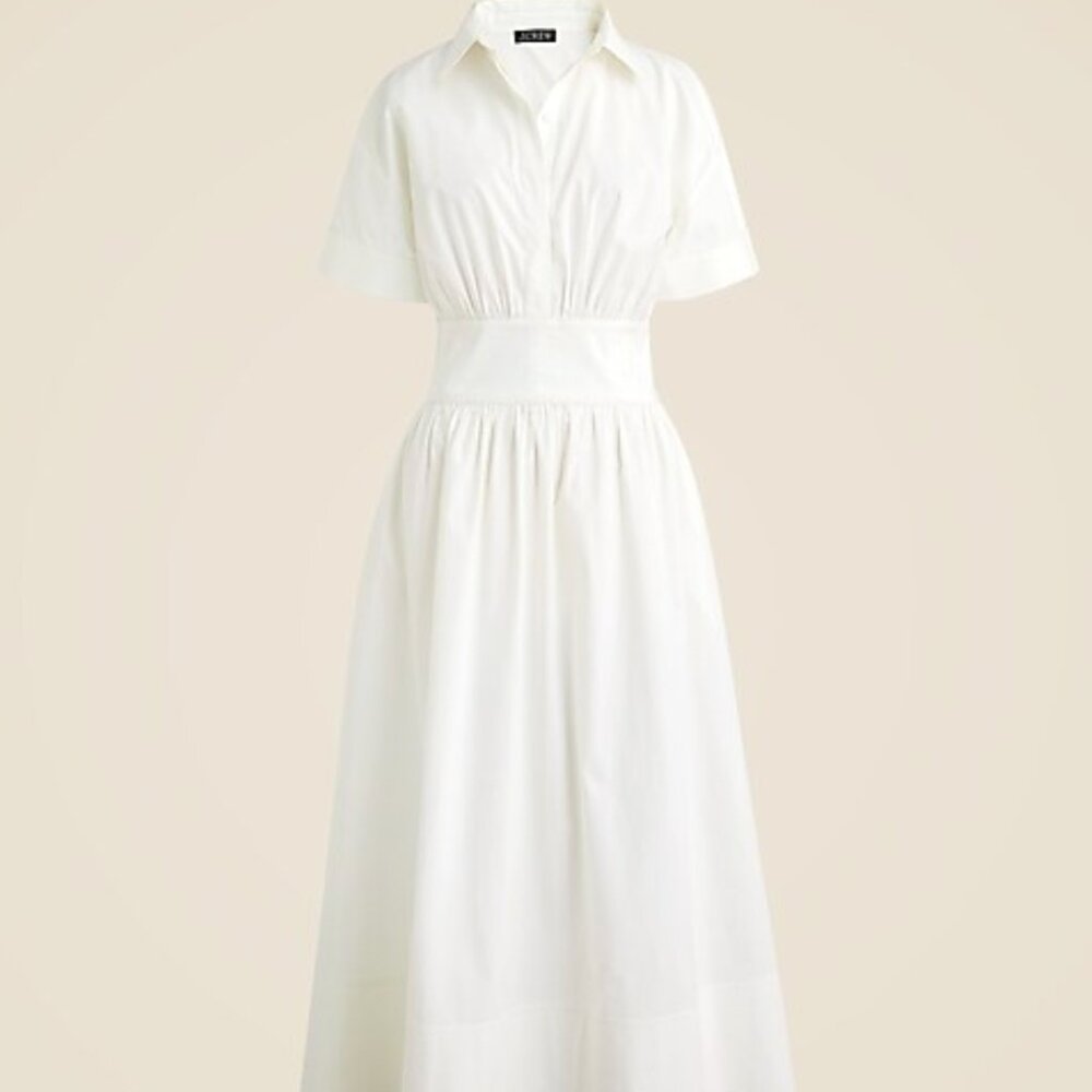 JCrew Fitted-waist shirtdress in stretch cotton poplin - worn once, like new